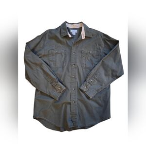 Carhartt Mens Workwear Green Canvas Button Down Shirt Large  23in P2P